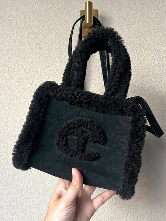Telfar Handbags - Telfar x Ugg Black Suede Shearling Crossbody Bag